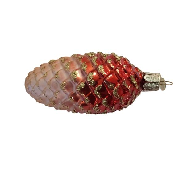 Old World Christmas Pinecone Glass Ornament OWC Sparkles Gold Glitter - Picture 3 of 9